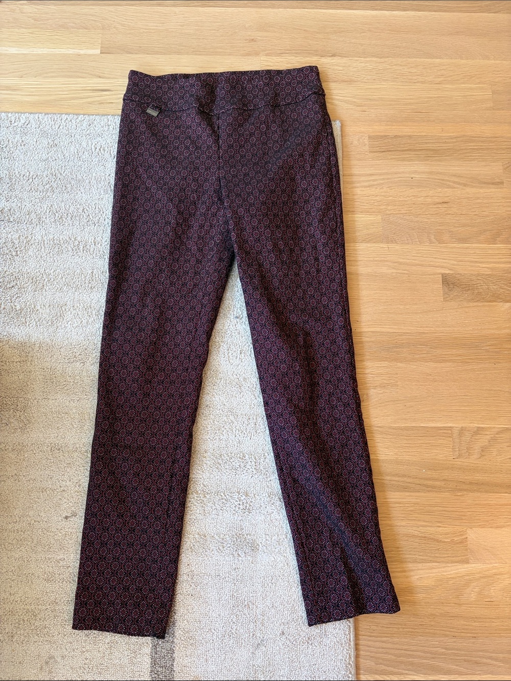 Patterned Burgundy Slim Trousers
